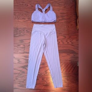 Offline by Aerie Purple Workout Leggings and Matching Sports Bra